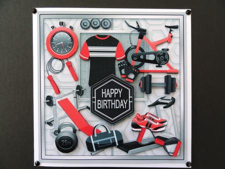 Male Fitness Equipment 8in x 8in Decoupage Mini Kit by Valerie Spowart