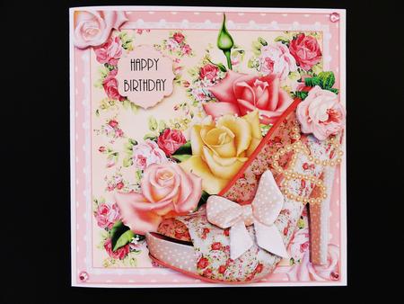 Beautiful Floral Peep Toe Shoe Card Front by Valerie Spowart