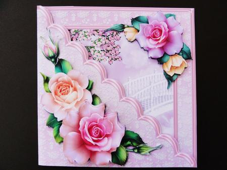 Beautiful Roses Scalloped Diagonal Fold Card Kit by Valerie Spowart