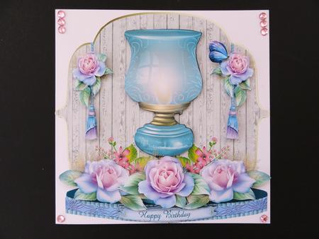 Mothers Day - Birthday Blue Candle Shaped Card + Gift Card by Valerie Spowart