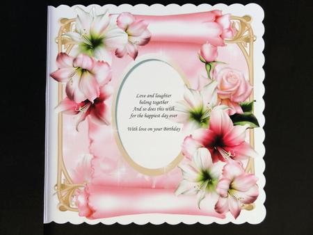 Birthday Amaryllis & Roses Scroll - Insert by Valerie Spowart