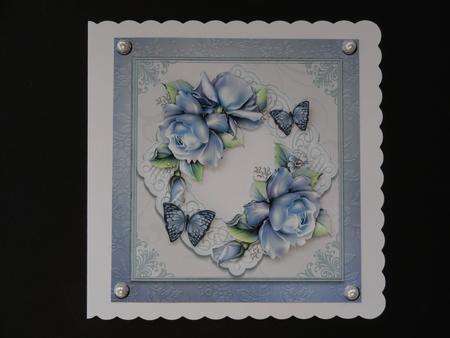 Beautiful Blue Roses & Butterflies 8x8 Mini Kit by Valerie Spowart