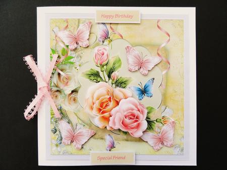 Romance Rose 7.5x7.5 Card with Decoupage by Valerie Spowart
