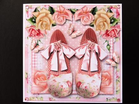 The Shabby Chic Pink Bow Shoes Card Kit by Valerie Spowart