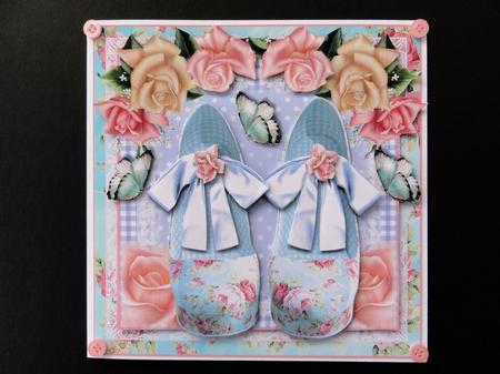 Blue Bow Shabby Chic Shoes Card Kit by Valerie Spowart