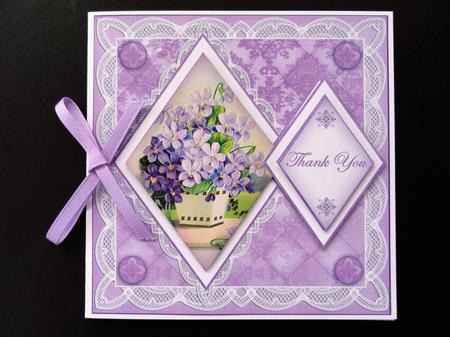 Lilac Flowers Thank You 7in Double Diamond Topper by Valerie Spowart