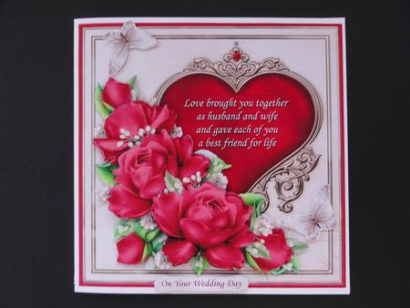 Wedding Day Verse Deep Rose Roses 8x8 Decoupage Mini Kit by Valerie Spowart