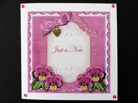 Cerise Pansy Just a Note Fancy 7in Decoupage Topper by Valerie Spowart