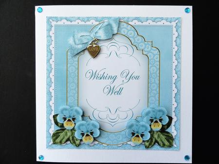 Dteal Pansy Wishing You Well Fancy 7in Decoupage Topper by Valerie Spowart