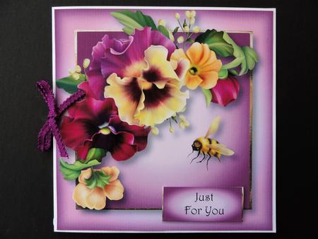 Gorgeous Pansies & Bee 8x8 Quick Topper by Valerie Spowart