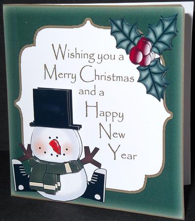 Green Snowman 1 Decoupage Quick Card by Valerie Swinglehurst