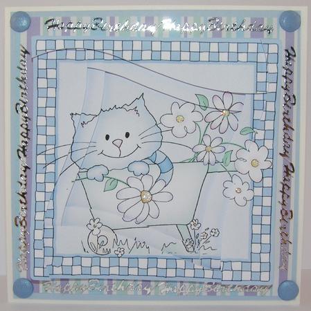 Cute Cat Quick Card with Wavy Spiral Side Stacker by Valerie Swinglehurst