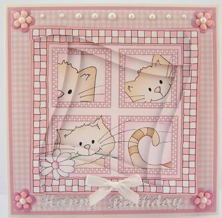 Cute Cat Quick Card with Wavy Spiral Side Stacker by Valerie Swinglehurst
