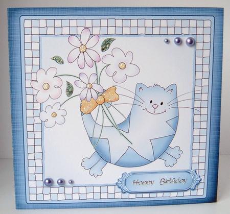 Cute Cat Cut and Fold Card by Valerie Swinglehurst