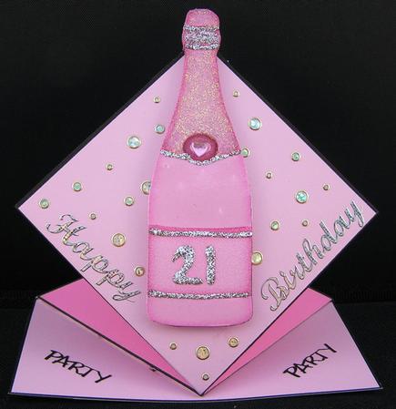 Pink Champagne Pop Up Spring Card by Valerie Swinglehurst