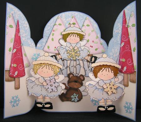 A5 Gatefold Pop Up Christmas Snow Fairies Part 1 by Valerie Swinglehurst