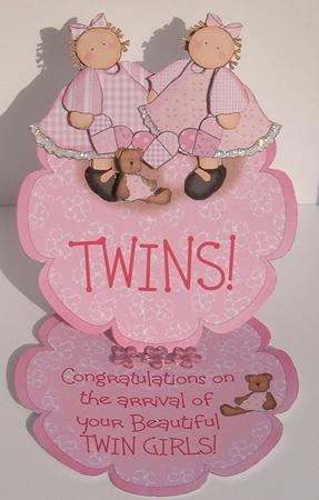 Twin Girls! - Flower Easel Card or Topper by Valerie Swinglehurst