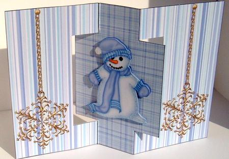 Snowman in Blue - Swing Card by Valerie Swinglehurst