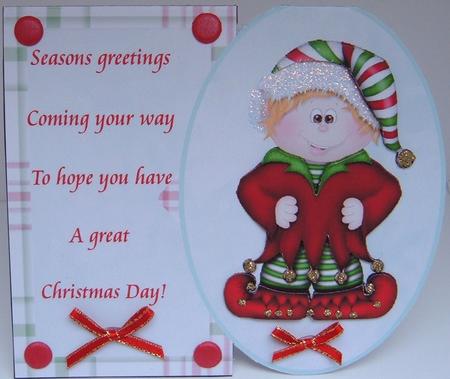 Santa's Helper Oval-rectangle Card by Valerie Swinglehurst