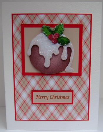 Christmas Pudding on Red Tartan by Valerie Swinglehurst