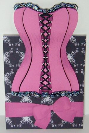 Pink Corset Over the Edge Card by Valerie Swinglehurst
