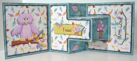 A Wise One Pink Owl T-step Tri Fold by Valerie Swinglehurst