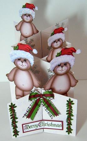 Bear in Santa Hat Cascade Card Kit by Valerie Swinglehurst