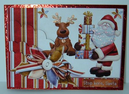 Stop Here Santa Wavey Edge Corner Stacker by Valerie Swinglehurst