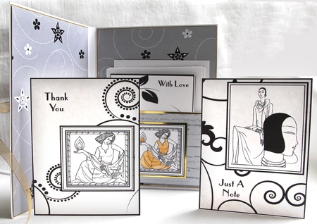 Art Deco Ladies Notecards 10 by Verona Davies