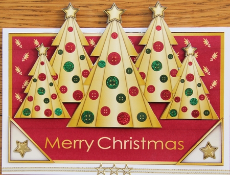 Buttons Christmas Trees Ii Front Over the Edge (red) by Verona Davies