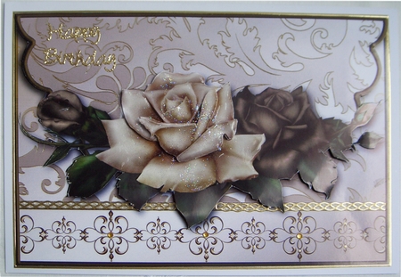 Coffee and Cream Roses Envelope Card with Decoupage by Verona Davies