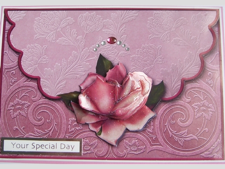 Damask Rose Envelope Card with Decoupage by Verona Davies