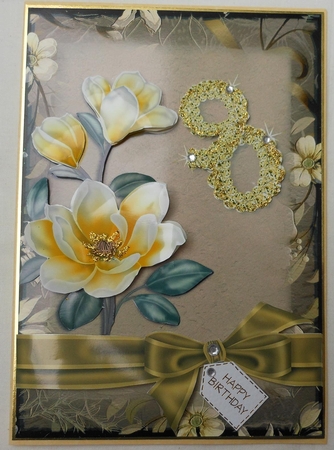 Lemon Magnolia 90 Card Front with Decoupage by Verona Davies