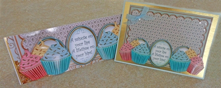 Pastel Cupcake a Minute on Lips Large Dl Decoupage Card Kit by Verona Davies