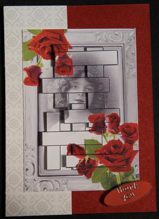 Intertwined Pyramid Vintage Girl with Red Roses by Vicki Clark