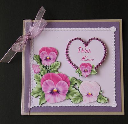 Pearls & Pansies Quick Card with Stand by Vicki Clark