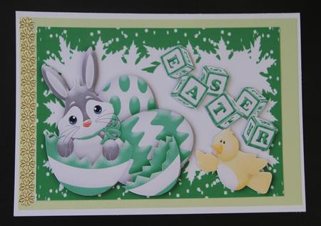 Easter Bunny in Egg with Yellow Chick by Vicki Clark