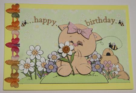 Ginger Kitten Card Front and Decoupage by Vicki Clark