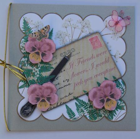 Dred Pansy If Friends Were -  Ink Saver 6in Decoupage Topper by Vicki Clark