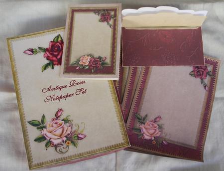 Antique Roses Note Paper Set by Vicki Clark