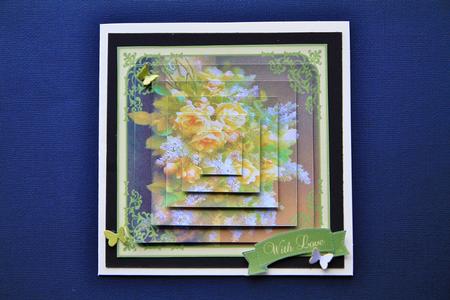 Vintage Yellow Roses Pyramid Decoupage by Vicki Clark