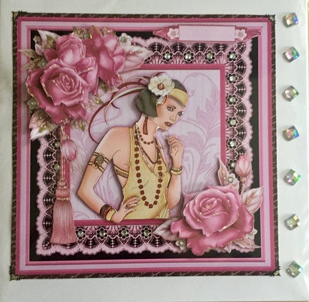 Art Deco Lady in Pink & Gold 8x8 Mini Kit & Decoupage by Vicki Lindley 
