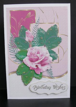 Pink Rose Spray Birthday Card Kit by Vicki Avcin