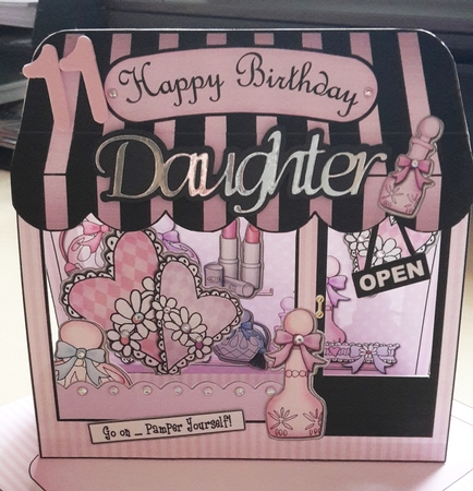 3D Pamper Yourself Window Pop Up Card Decoupage N Envelope by Vicky Sumner