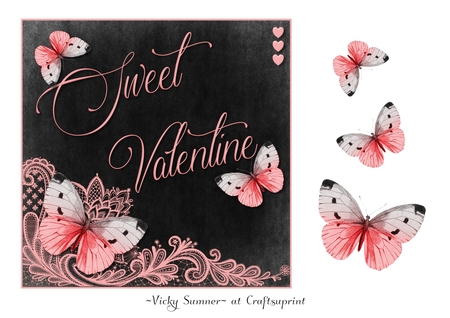 Spring Chalk Effect Black Background with Lace Corner by Vicky Sumner