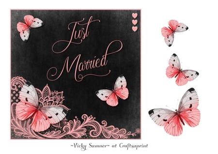 Spring Chalk Effect Black Background with Lace Corner by Vicky Sumner