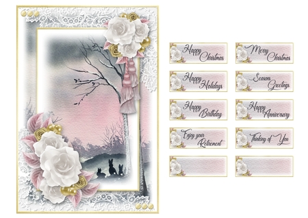 Pink Skies and Rabbits Designer resource or card topper by Vicky Sumner