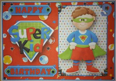 Happy Birthday Super Kid Card Front by Vicky Sumner