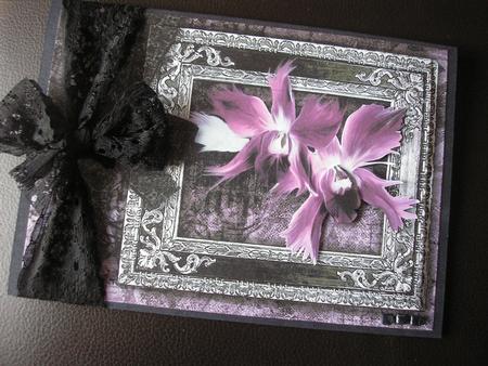 Gothic Pink Flowers Quick Card by Victoria Feeney