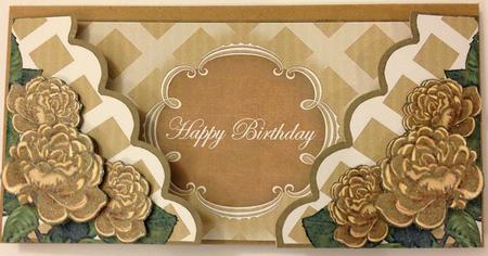 Coffee Roses Happy Birthday Fancy Lattice 3D Card Kit by Viv Smith